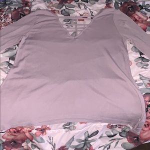 Light purple cross neck long sleeve